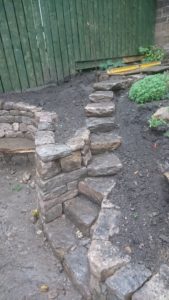 Dry stone bench and steps